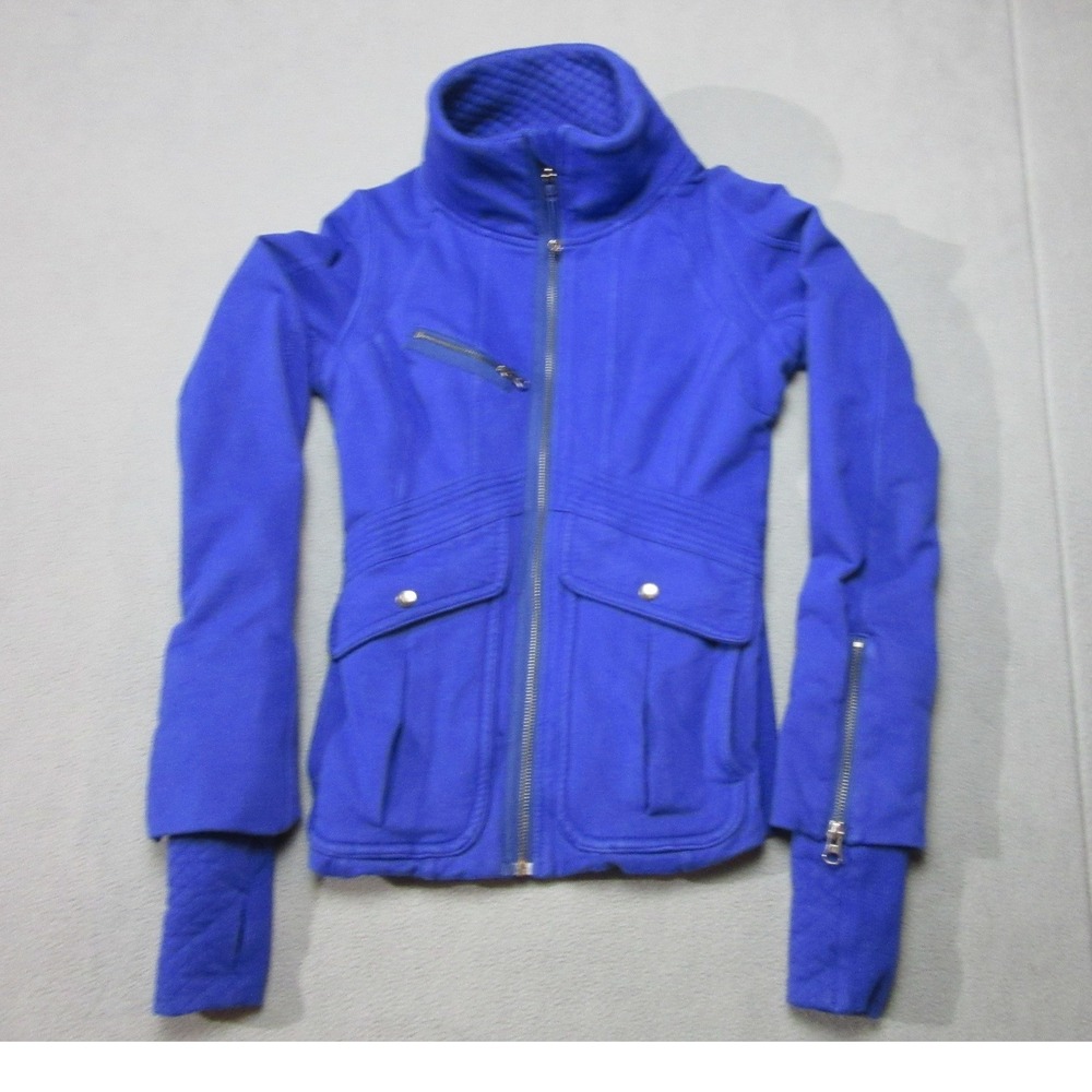 Lululemon Jacket Womens 4 Blue Its Happening Full Zip Quilted Thumbholes